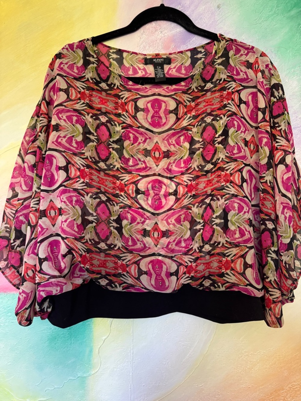 Alfani Petite blouse (size P/M) with a bold abstract floral print with Cami